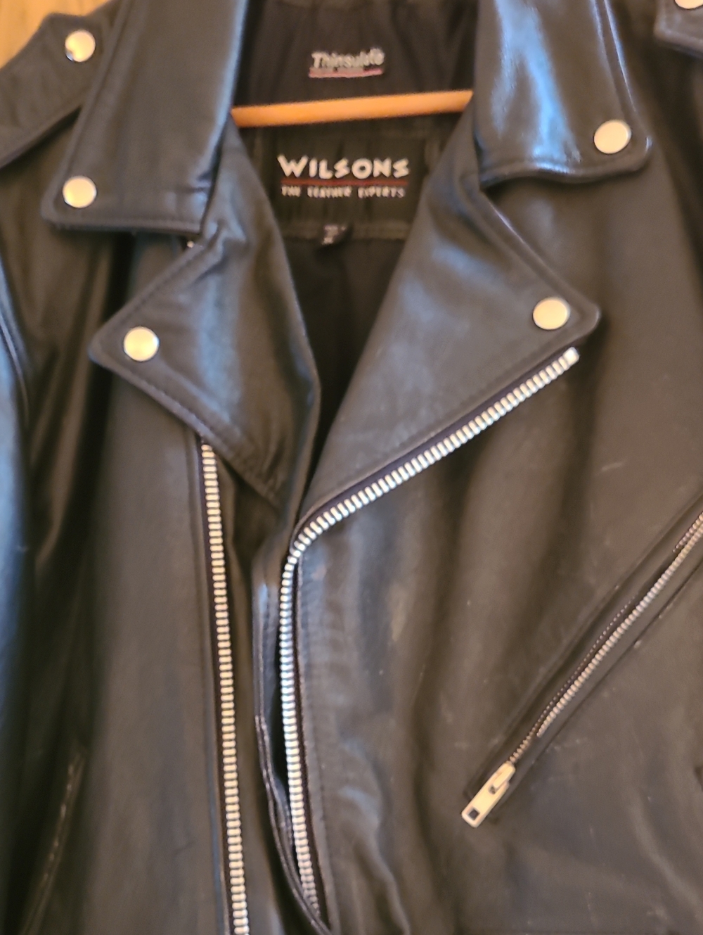 Wilson Black Leather Motorcycle Jacket with Silver Hardware